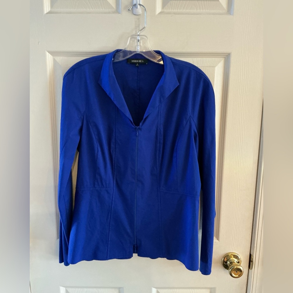 Lafayette Minimalist Royal Blue Zip Fall Jacket Casual Business Career SZ Medium - Picture 5 of 13